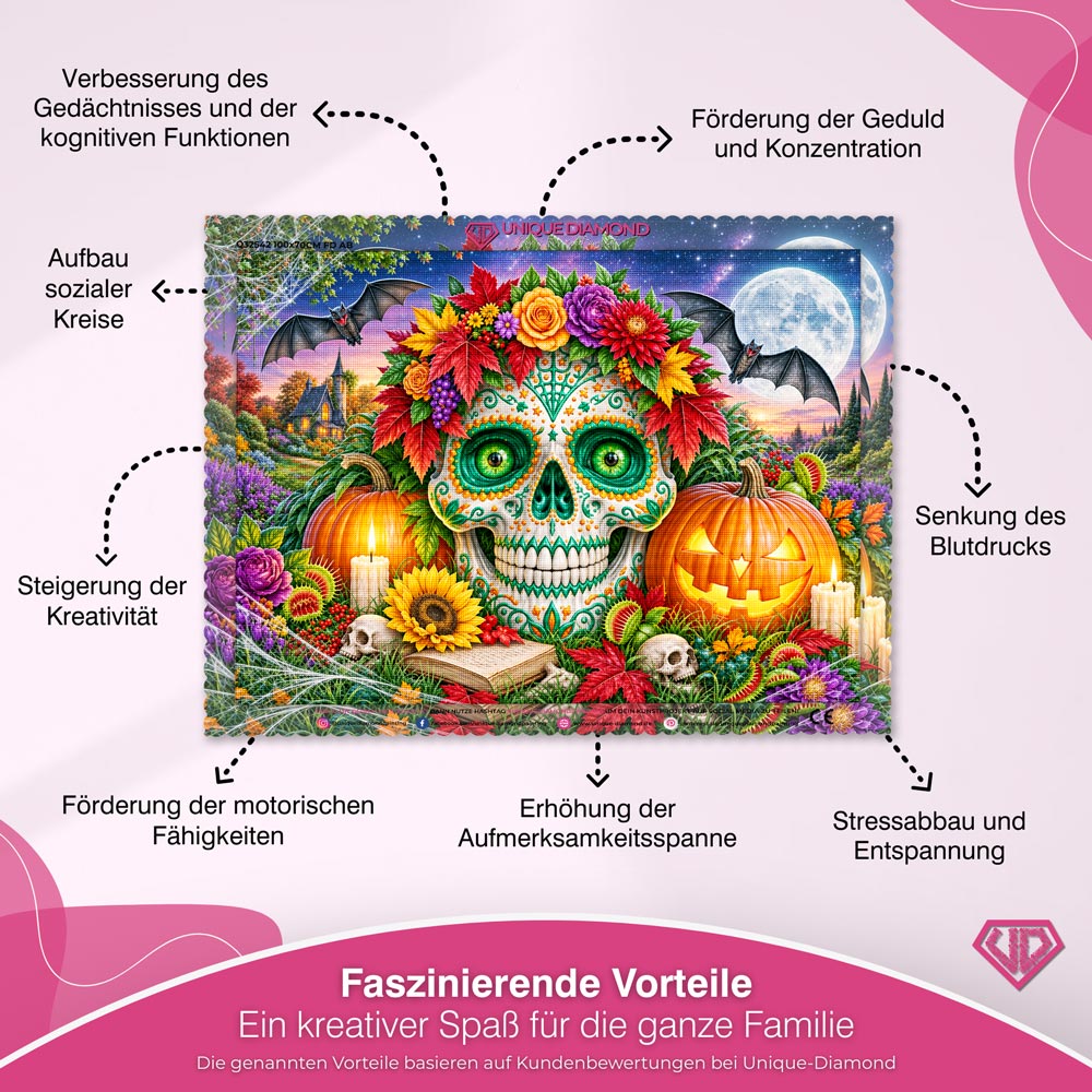 5D Diamond Painting – Totenkopfzauber im Herbstgarten