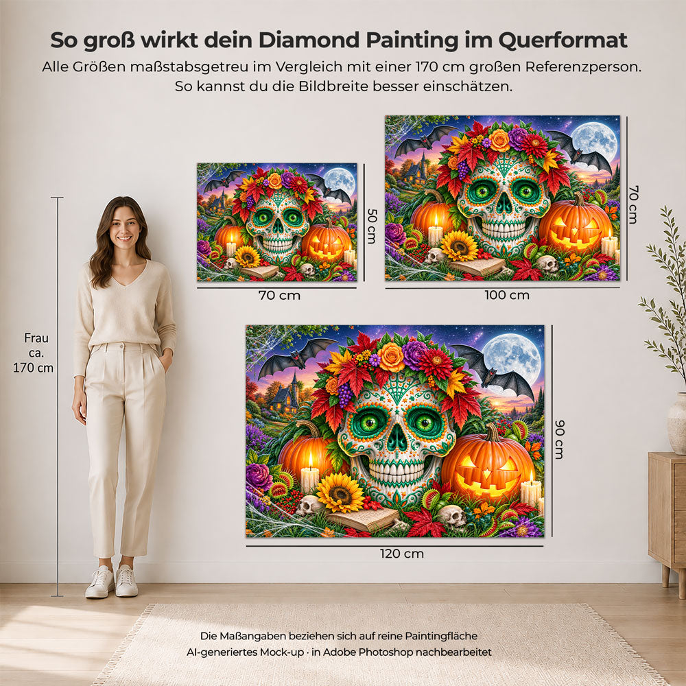 5D Diamond Painting – Totenkopfzauber im Herbstgarten