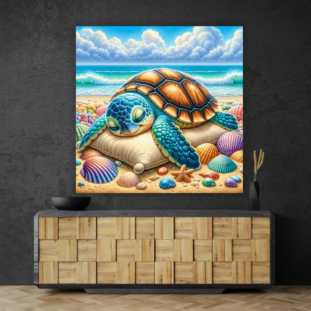 5D Diamond Painting – Träumende Schildkröte Mila, Unique-Diamond