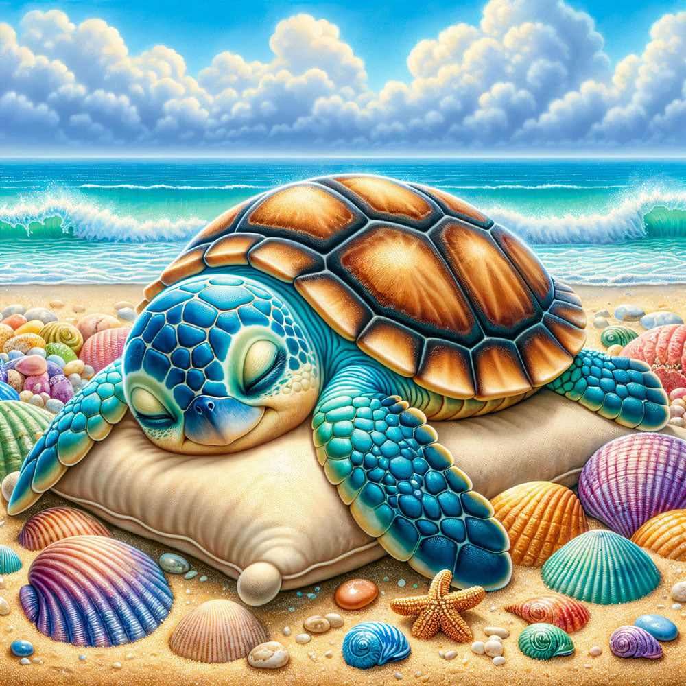 5D Diamond Painting – Träumende Schildkröte Mila, Unique-Diamond
