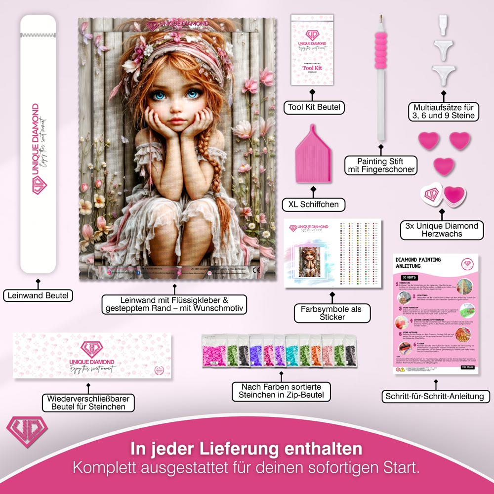 5D Diamond Painting – Träumerei im Blütenzauber