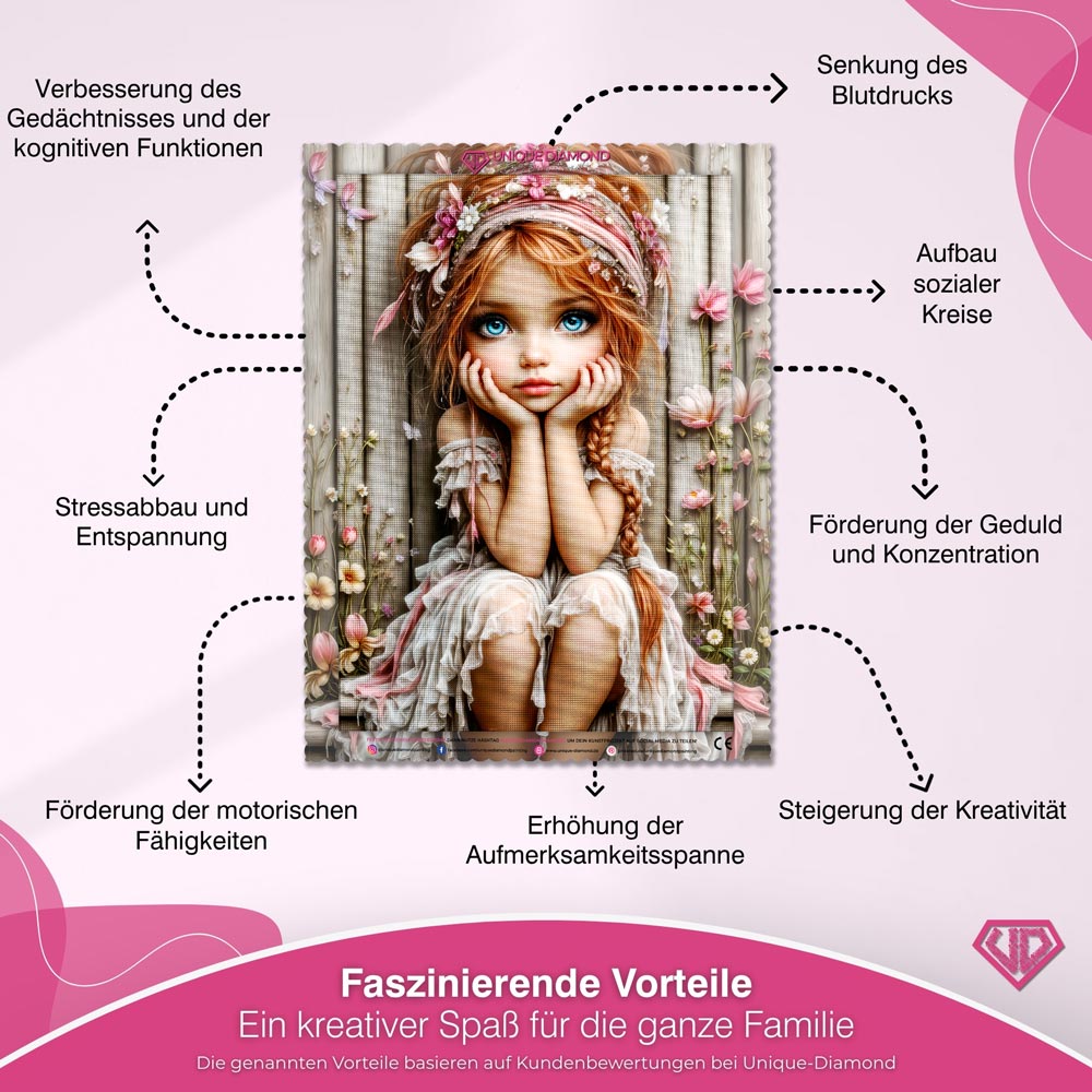 5D Diamond Painting – Träumerei im Blütenzauber