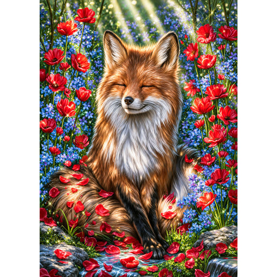 5D Diamond Painting – Traumfuchs im Blütenlicht | Unique Diamond