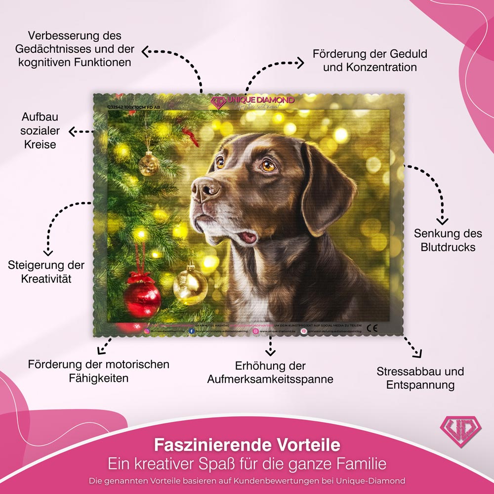 5D Diamond Painting – Treue Augen im Lichterglanz