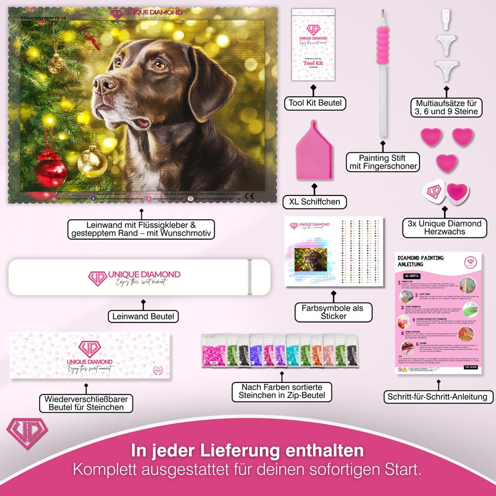 5D Diamond Painting – Treue Augen im Lichterglanz