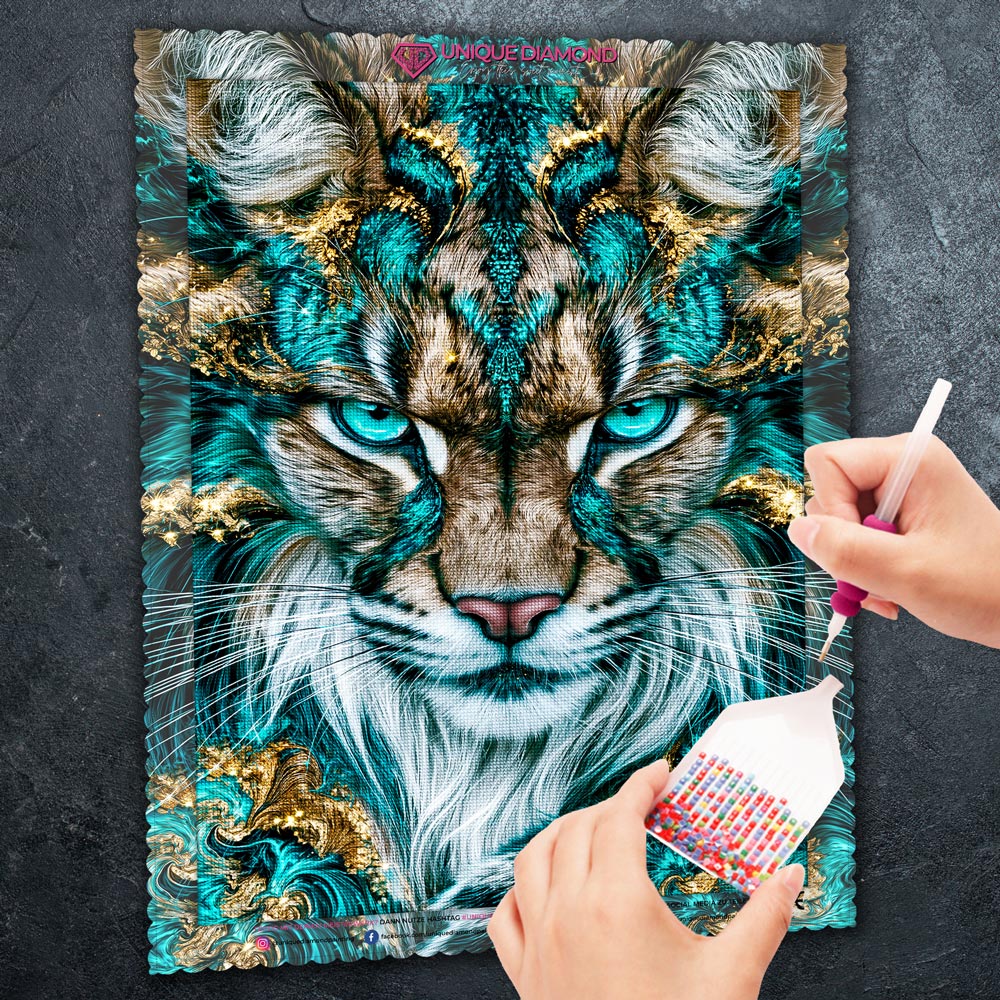 5D Diamond Painting – Türkiser Blick der Wildnis