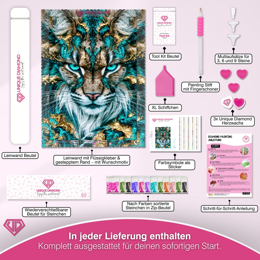 5D Diamond Painting – Türkiser Blick der Wildnis