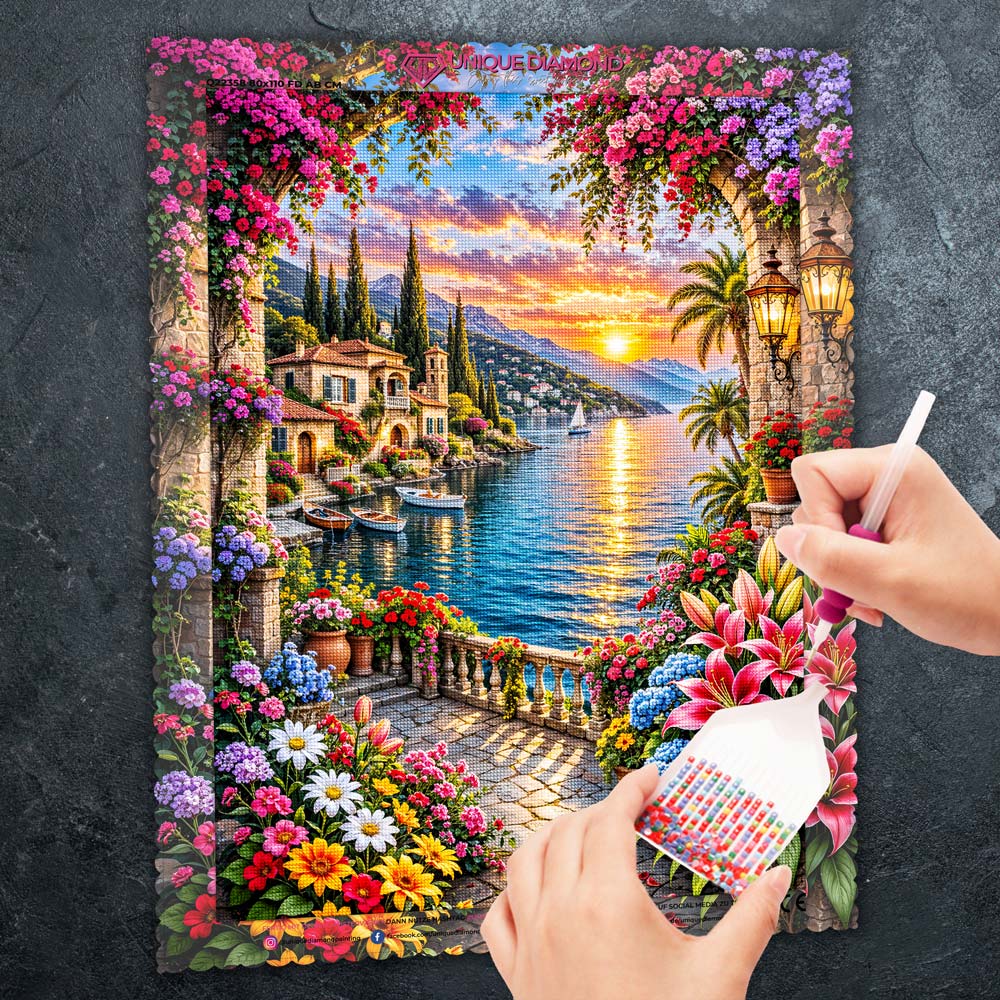 5D Diamond Painting – Valentina Sonnenzauber der Küstenvilla