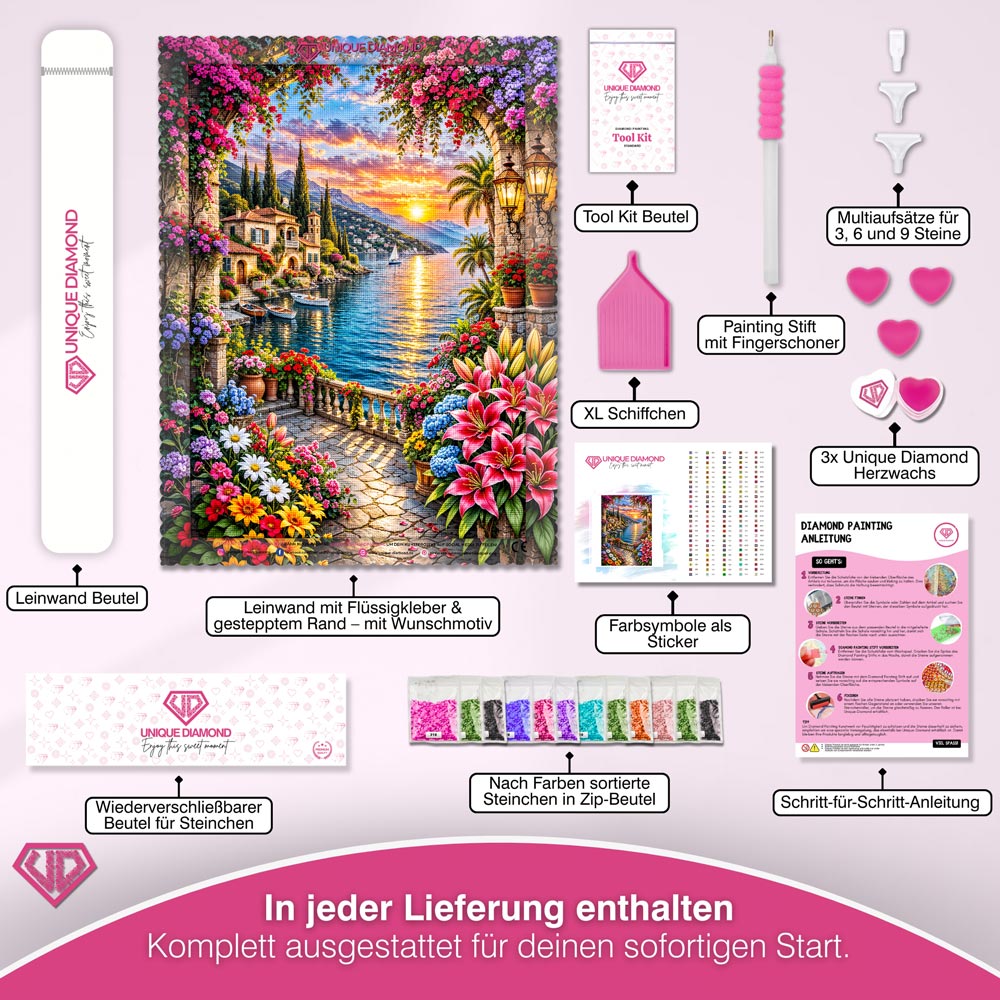 5D Diamond Painting – Valentina Sonnenzauber der Küstenvilla