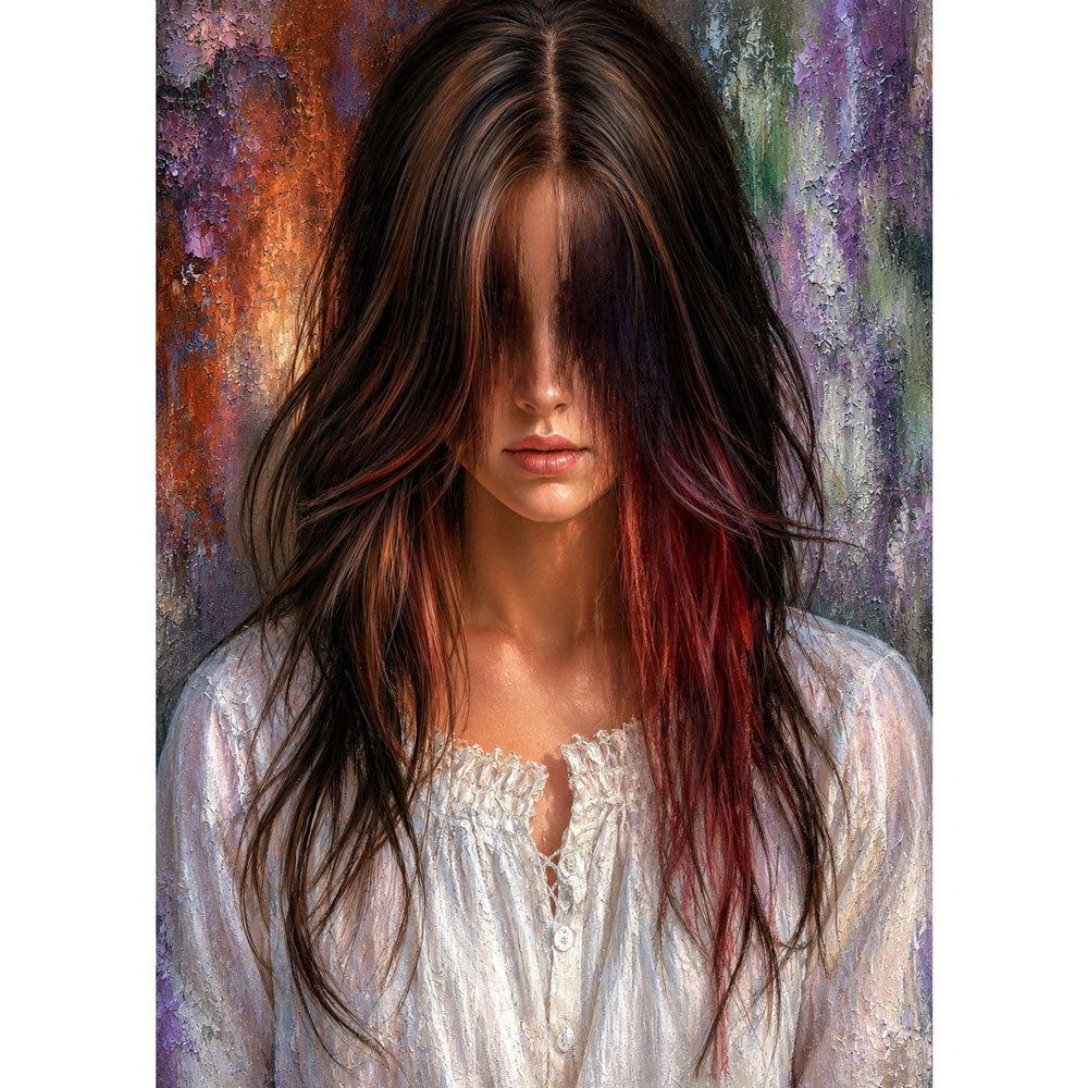 5D Diamond Painting – Valeria mit verborgenem Blick | Unique Diamond