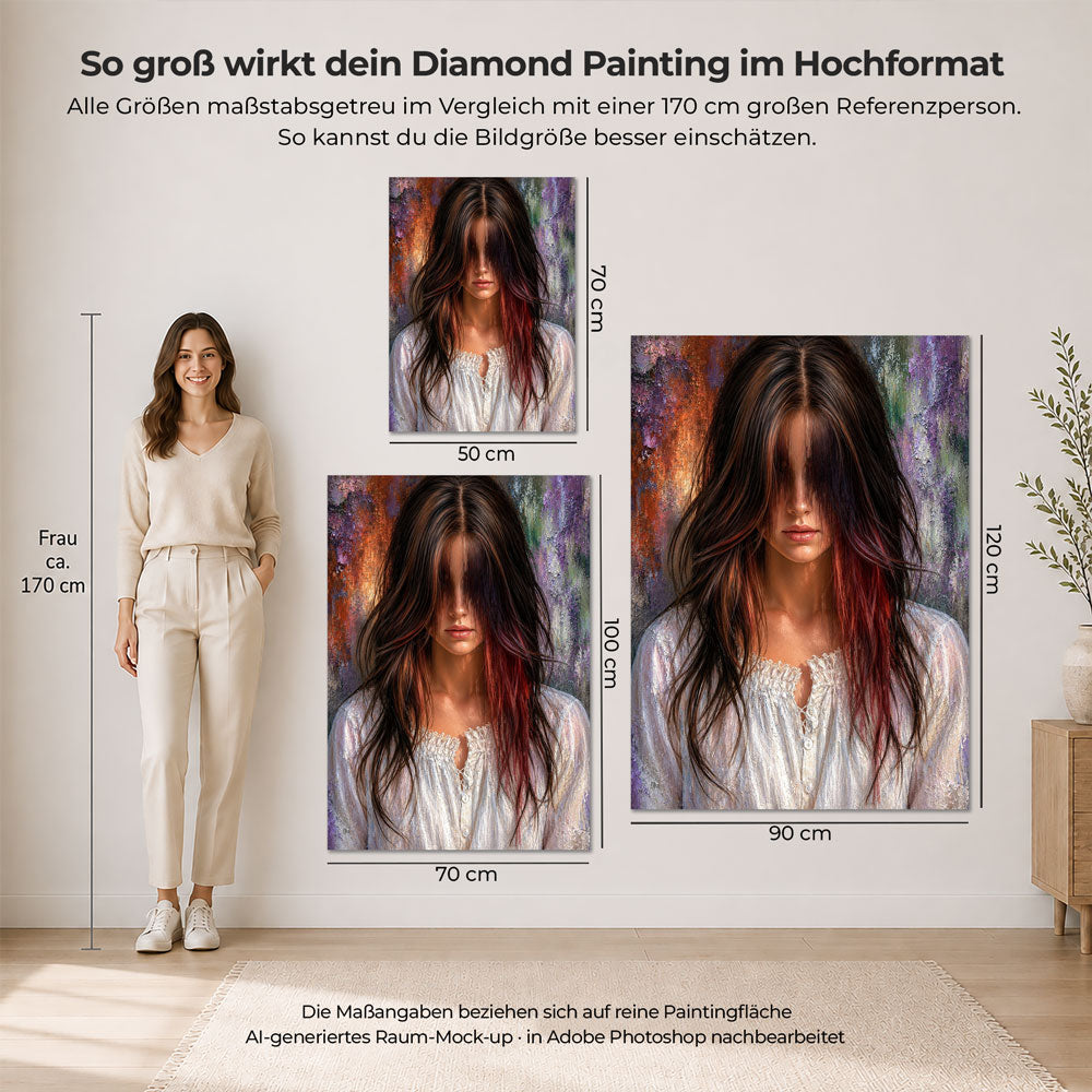 5D Diamond Painting – Valeria mit verborgenem Blick