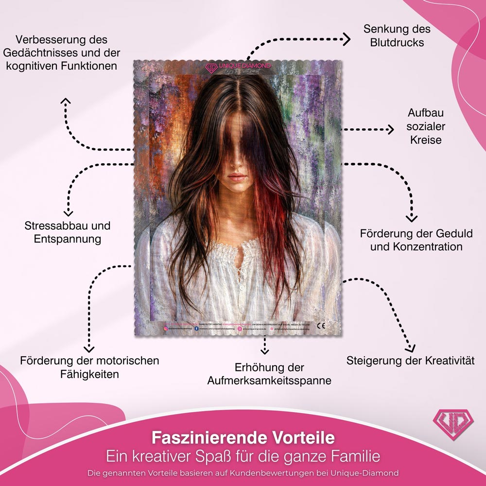 5D Diamond Painting – Valeria mit verborgenem Blick