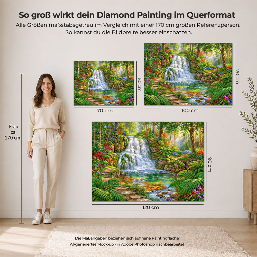 5D Diamond Painting – Verborgene Oase im Zauberwald