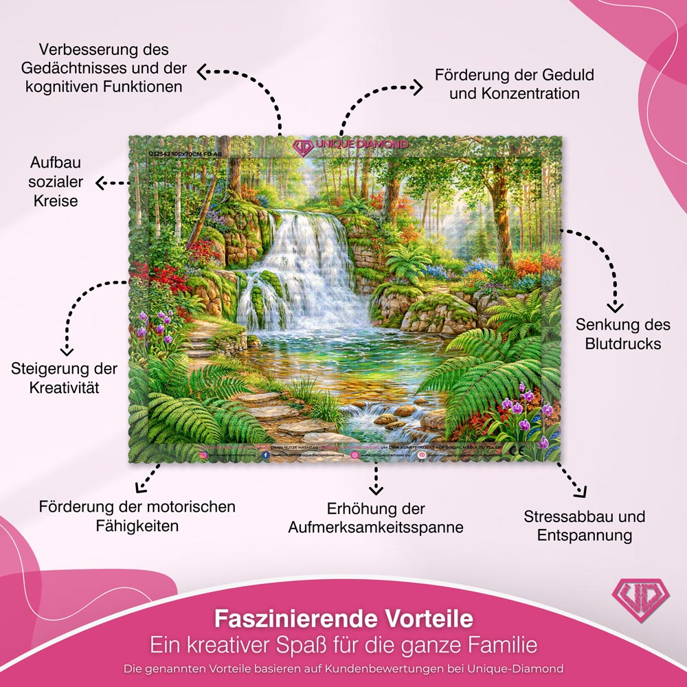 5D Diamond Painting – Verborgene Oase im Zauberwald