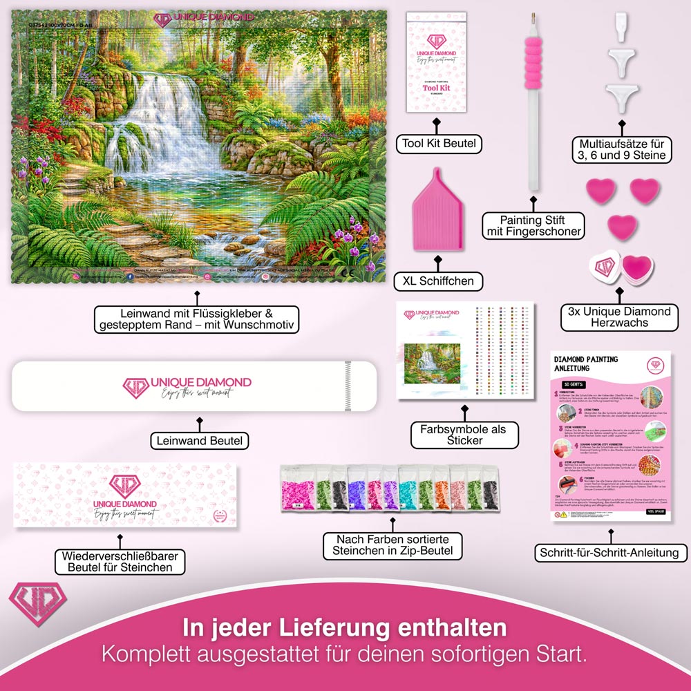 5D Diamond Painting – Verborgene Oase im Zauberwald
