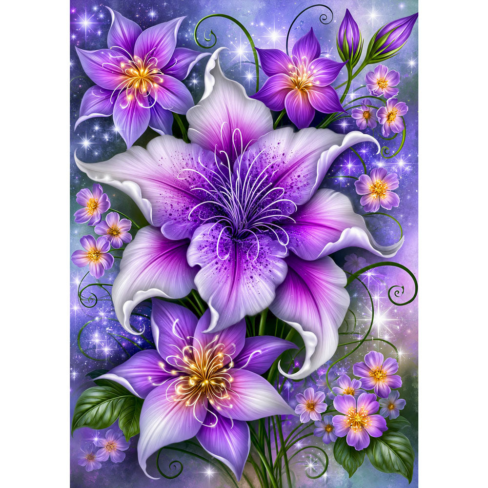 5D Diamond Painting – Violette Blütensinfonie | Unique Diamond