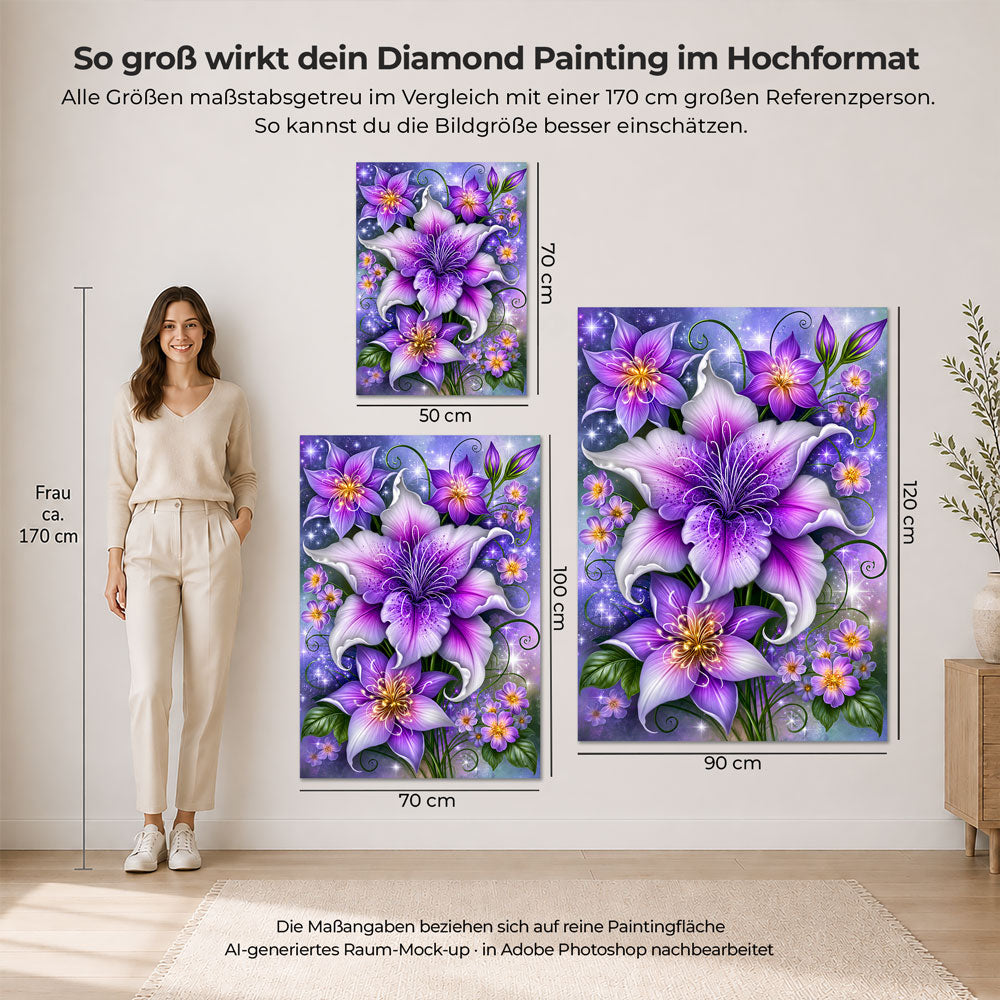5D Diamond Painting – Violette Blütensinfonie