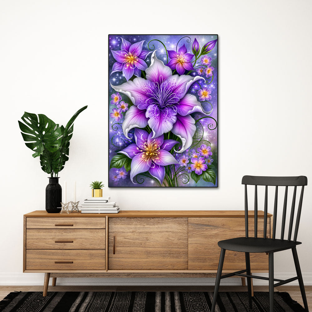 5D Diamond Painting – Violette Blütensinfonie