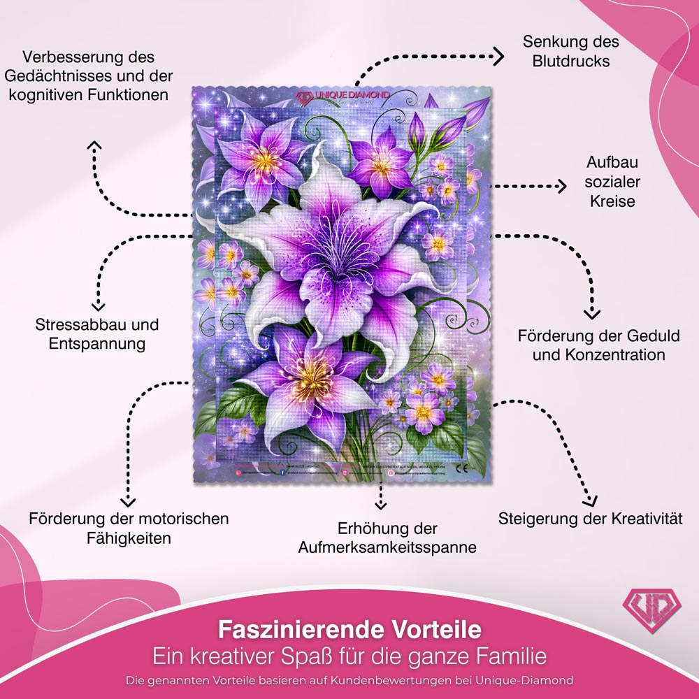 5D Diamond Painting – Violette Blütensinfonie