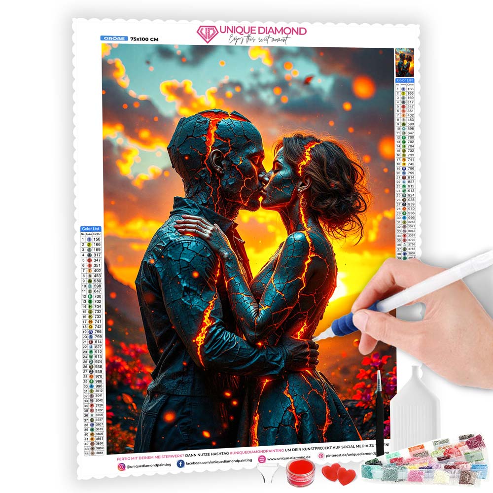 5D Diamond Painting – Vulkanische Liebe, Unique-Diamond