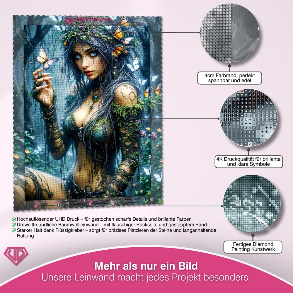 5D Diamond Painting – Wächterin des Schmetterlingswaldes Unique-Diamond