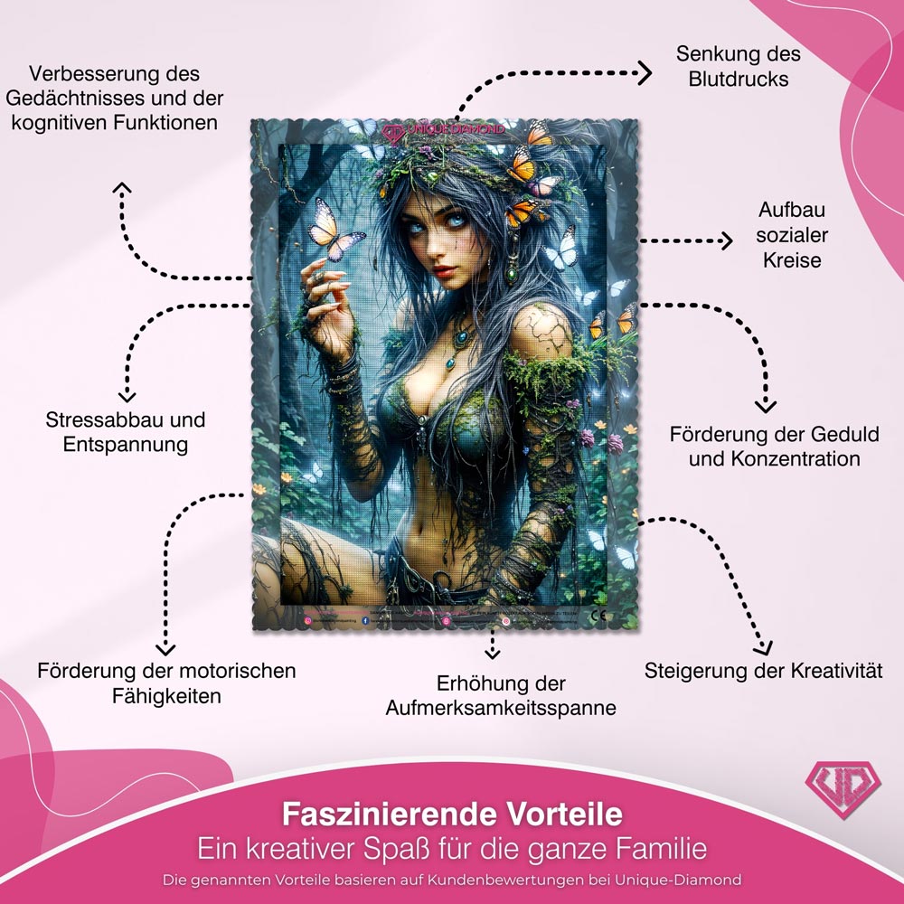 5D Diamond Painting – Wächterin des Schmetterlingswaldes Unique-Diamond