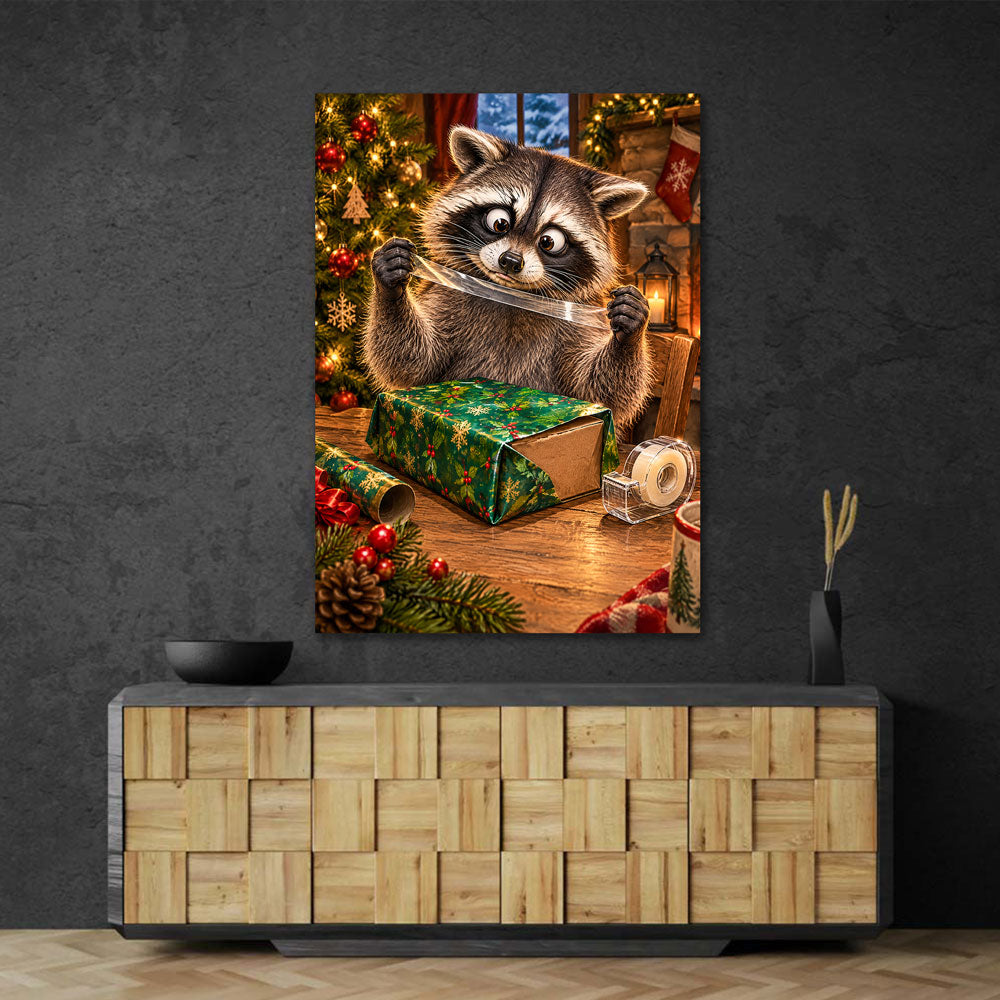 5D Diamond Painting – Waschbär im Klebebandchaos