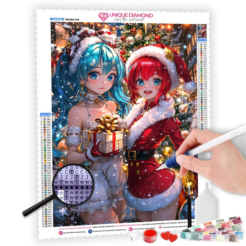 5D Diamond Painting – Weihnachtliches Fest mit 100 Farben, Unique-Diamond