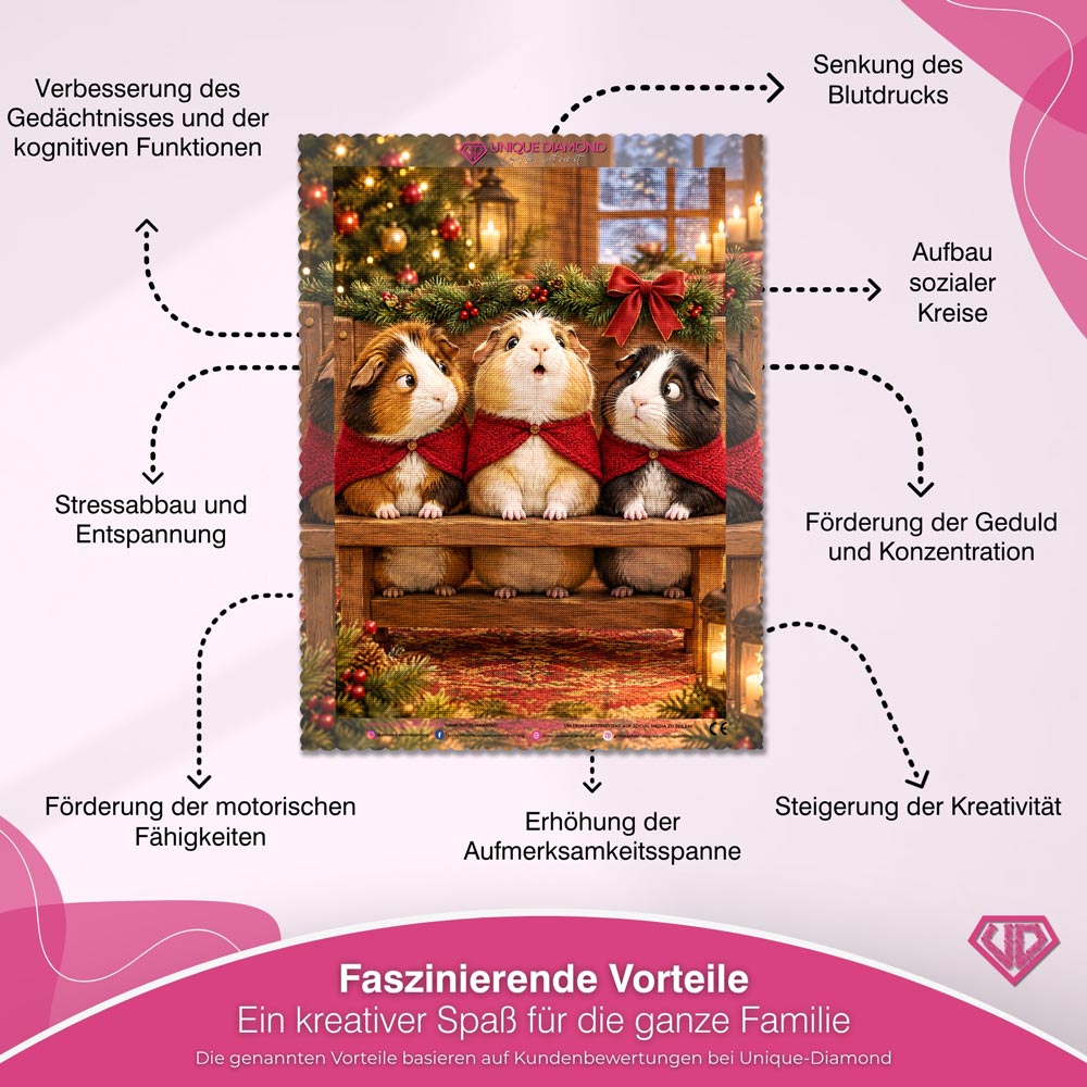 5D Diamond Painting – Weihnachtschor der Meerschweinchen
