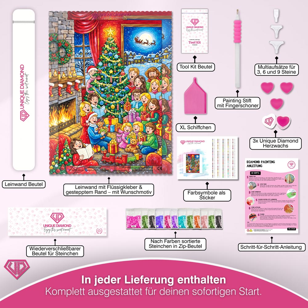 5D Diamond Painting – Weihnachtsfreude im Kreise der Familie Unique-Diamond