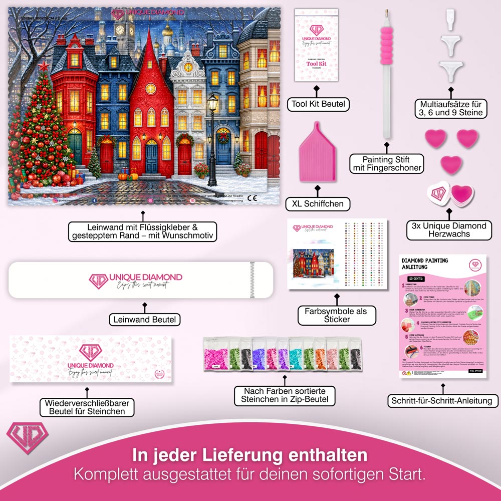 5D Diamond Painting – Weihnachtslichter der Zauberstadt