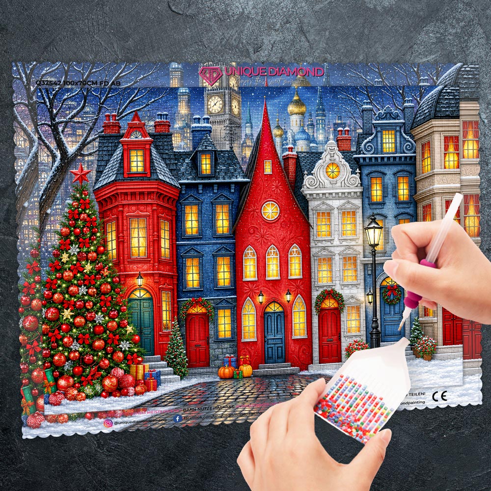 5D Diamond Painting – Weihnachtslichter der Zauberstadt
