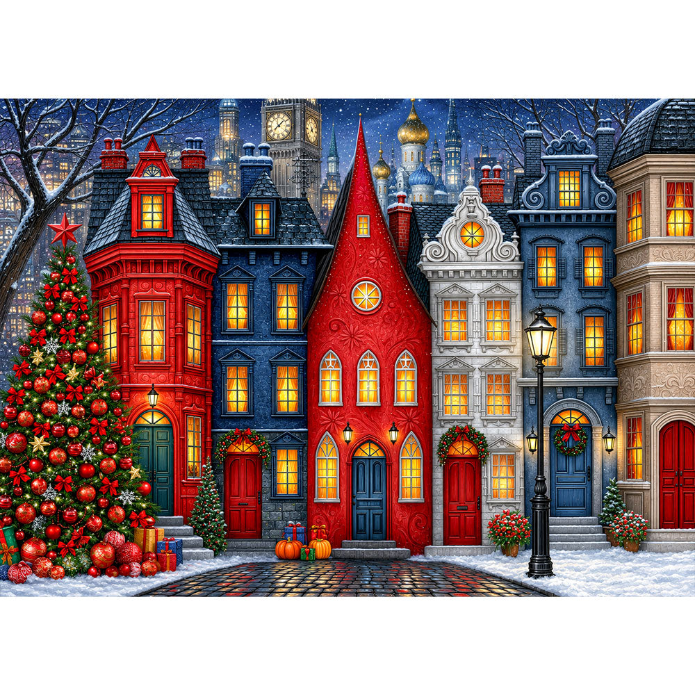 5D Diamond Painting – Weihnachtslichter der Zauberstadt | Unique Diamond