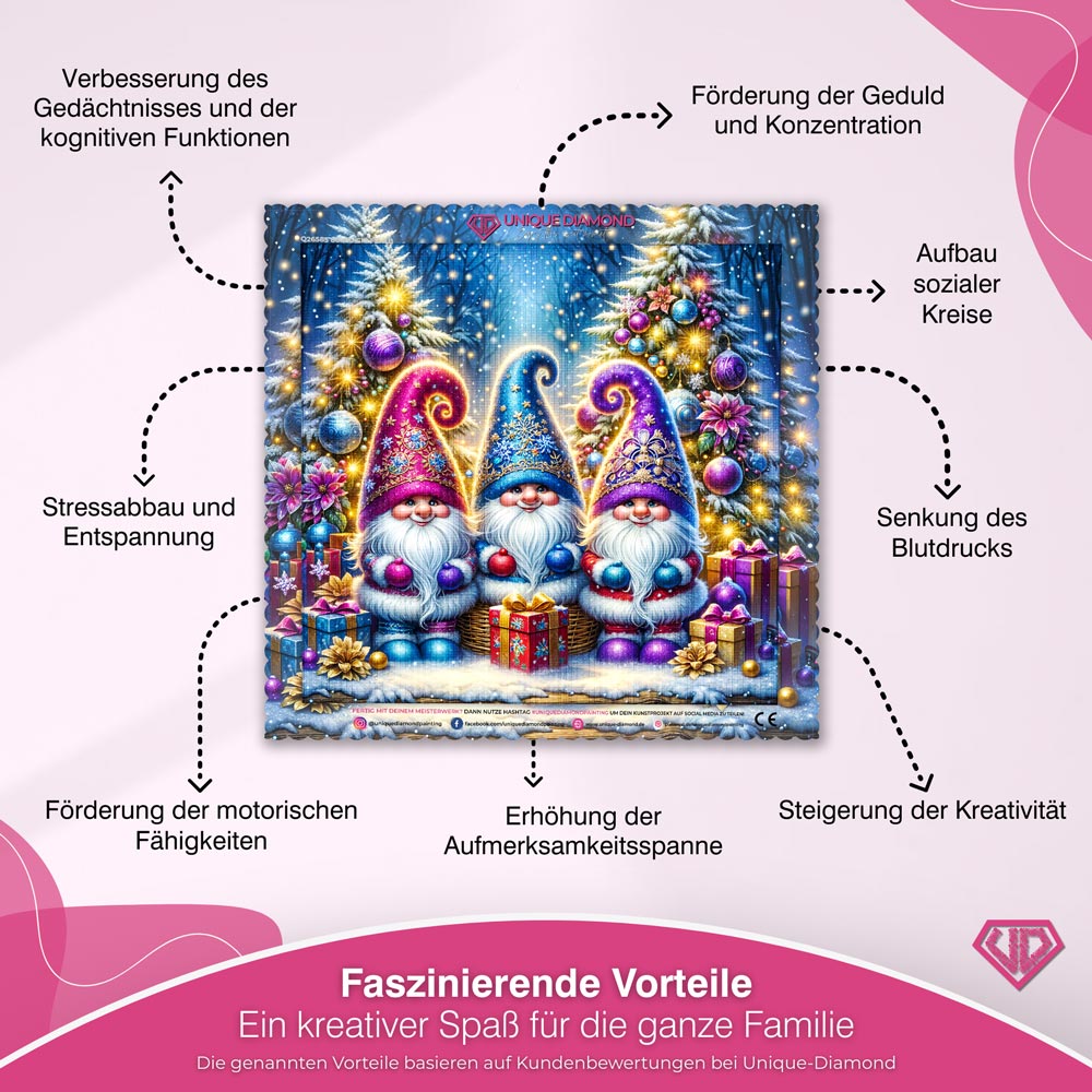 5D Diamond Painting – Weihnachtswichtel im Zauberwald, Unique-Diamond