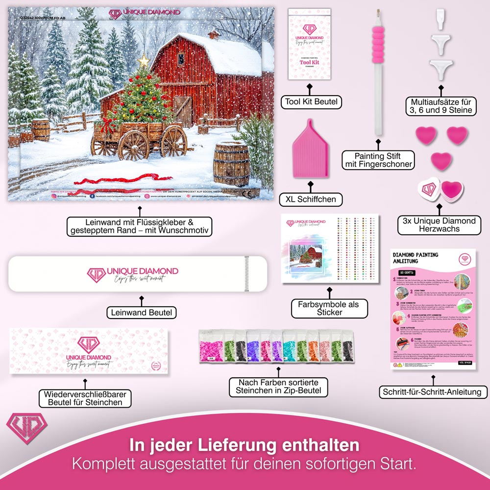 5D Diamond Painting – Weihnachtszauber auf der Farm, Unique-Diamond