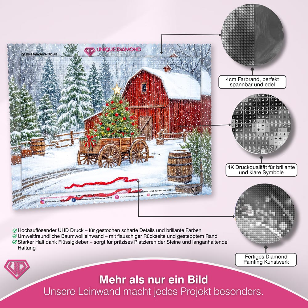 5D Diamond Painting – Weihnachtszauber auf der Farm, Unique-Diamond