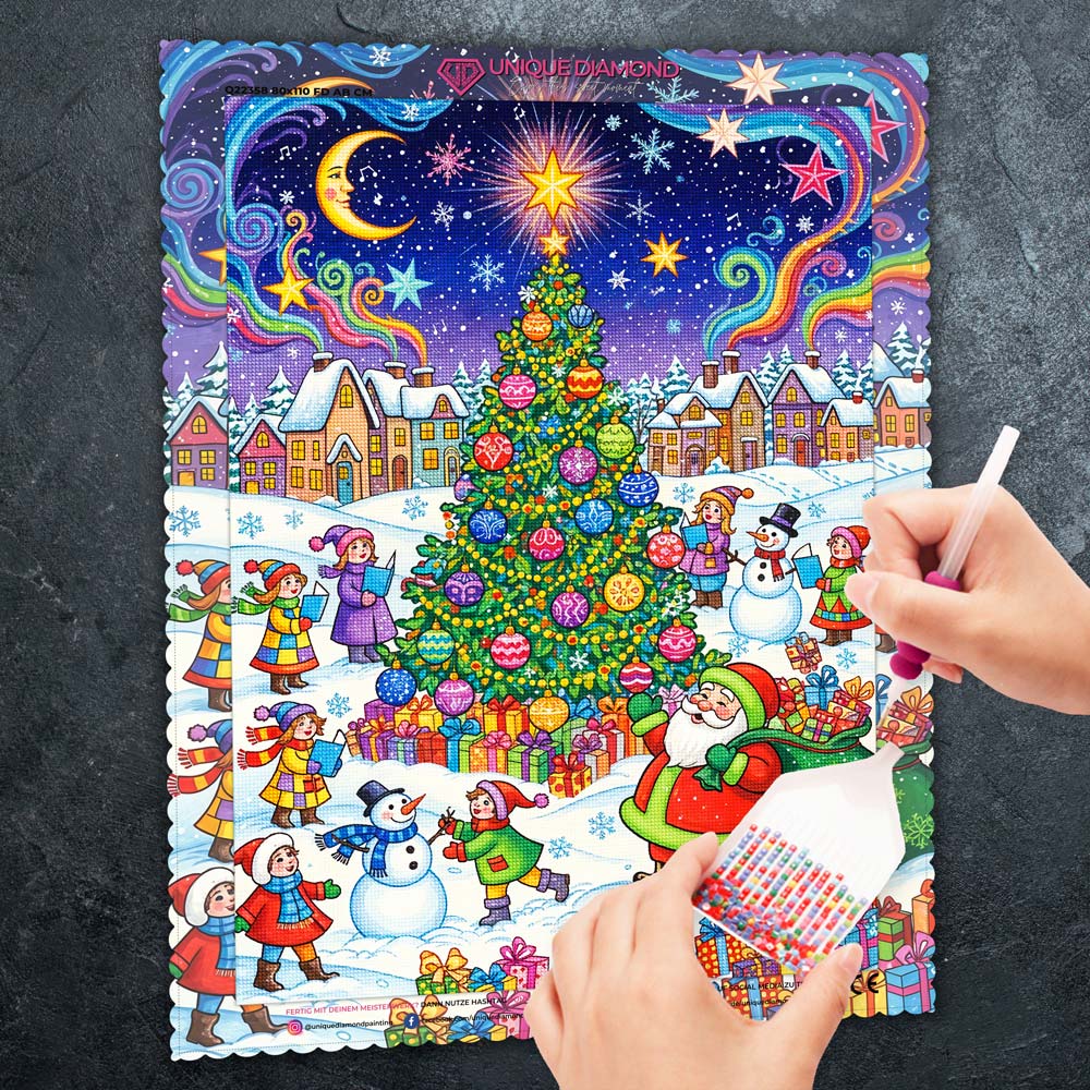 5D Diamond Painting – Weihnachtszauber unter Sternenlicht Unique-Diamond