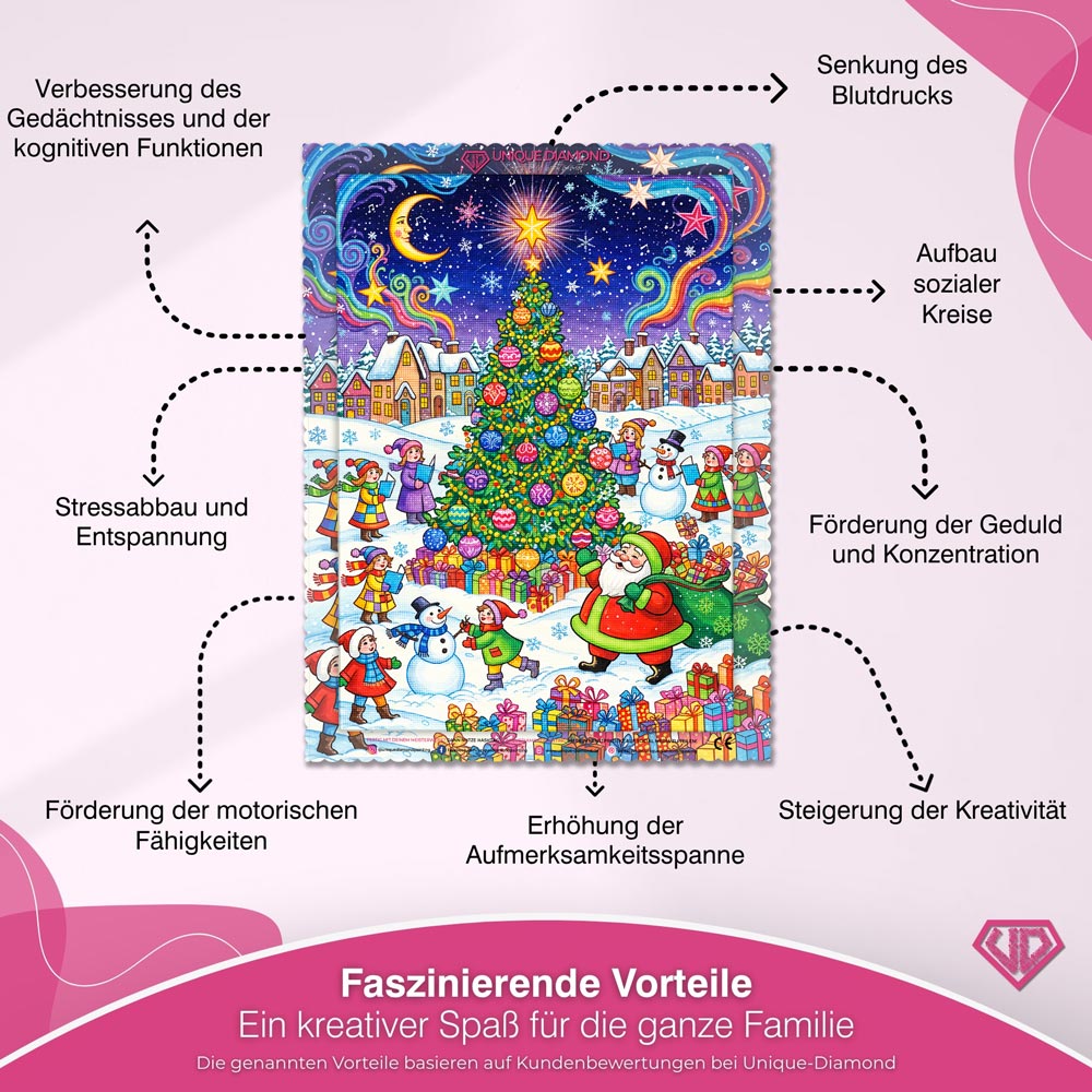 5D Diamond Painting – Weihnachtszauber unter Sternenlicht Unique-Diamond