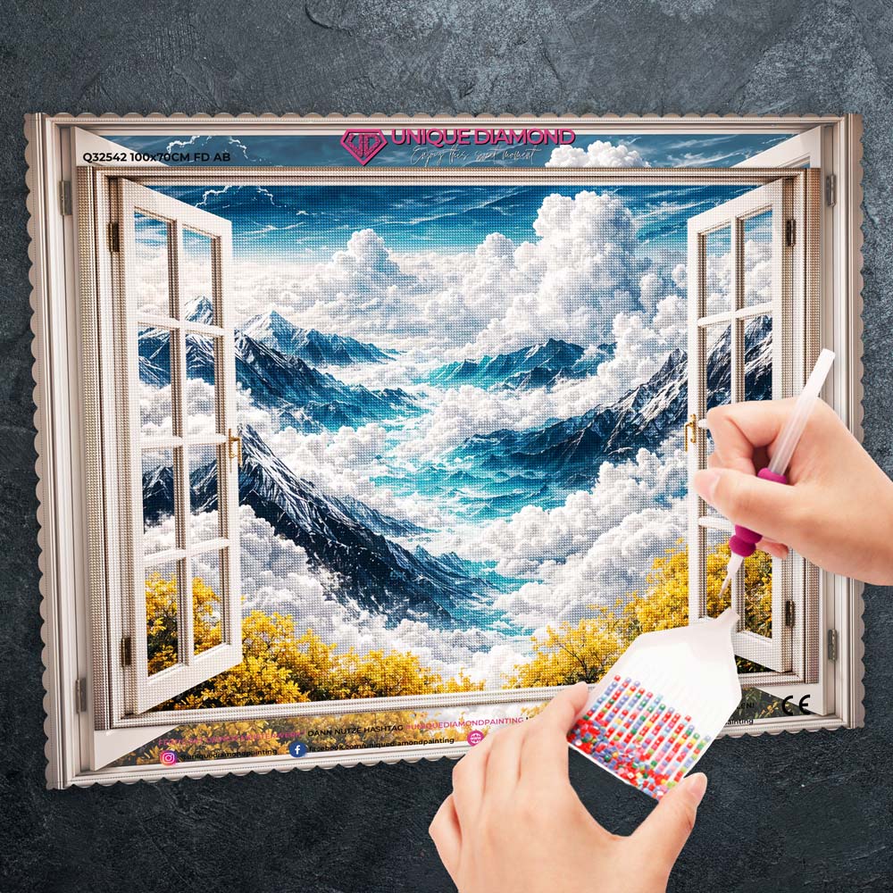 5D Diamond Painting – Window to Celestial Peaks