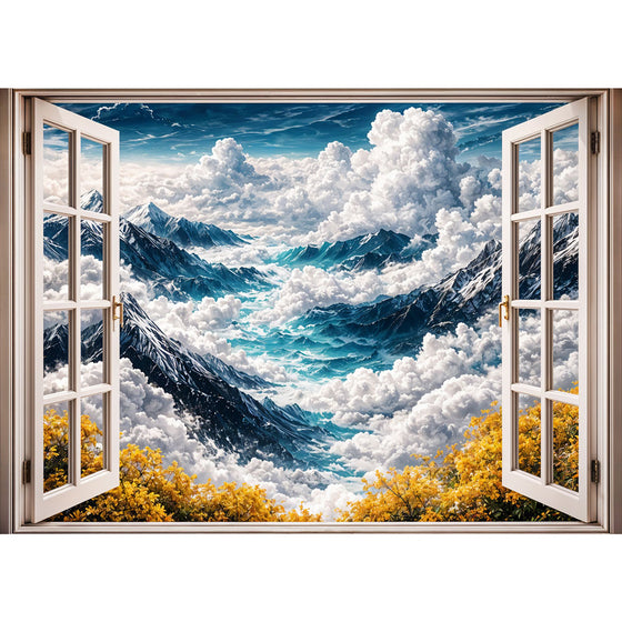 5D Diamond Painting – Window to Celestial Peaks, Unique-Diamond