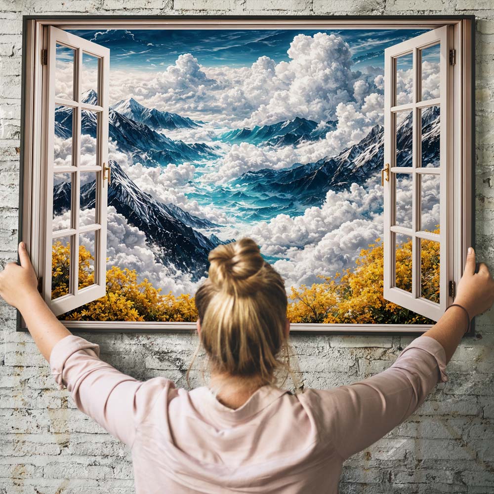5D Diamond Painting – Window to Celestial Peaks
