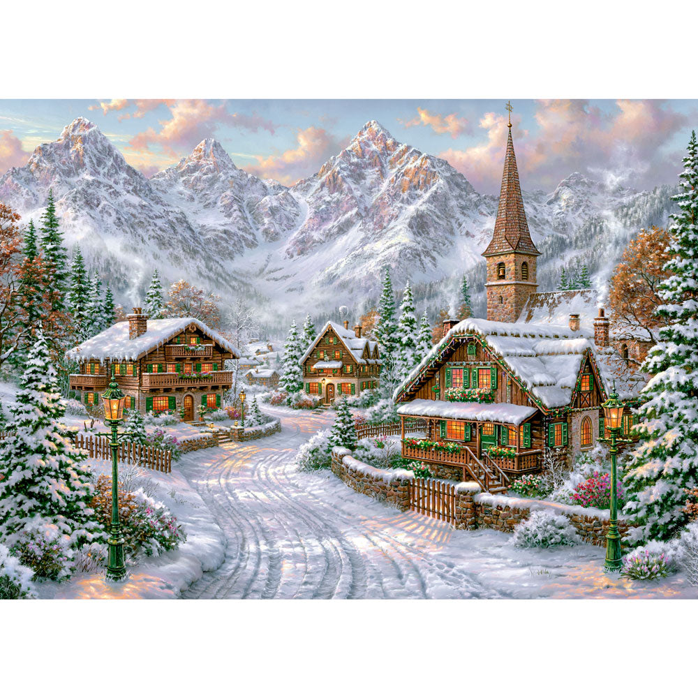 5D Diamond Painting – Winterdorf im Alpenglühen | Unique Diamond