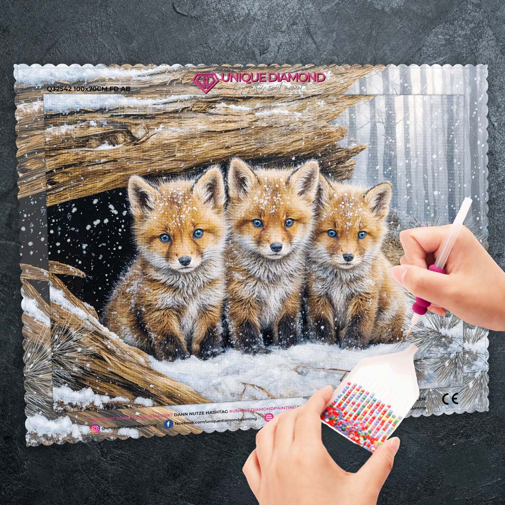 5D Diamond Painting – Winterfreunde im Fuchsbau