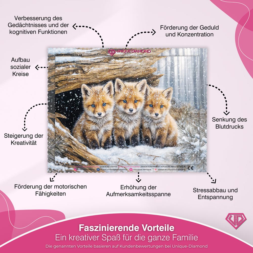 5D Diamond Painting – Winterfreunde im Fuchsbau