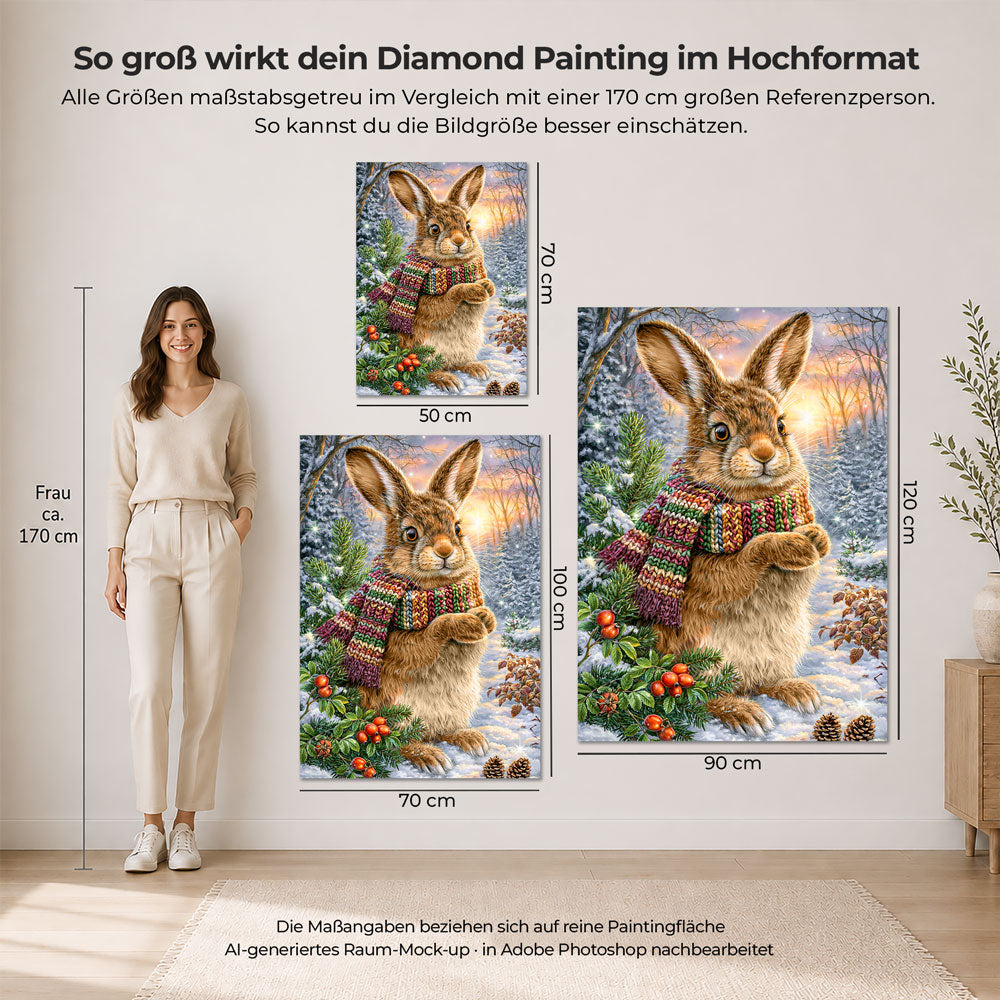 5D Diamond Painting – Winterhase im Kuschelschal