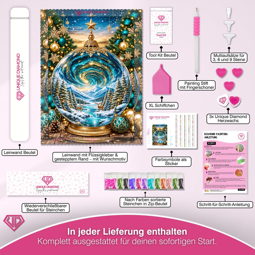 5D Diamond Painting – Winterkosmos im Weihnachtszauber