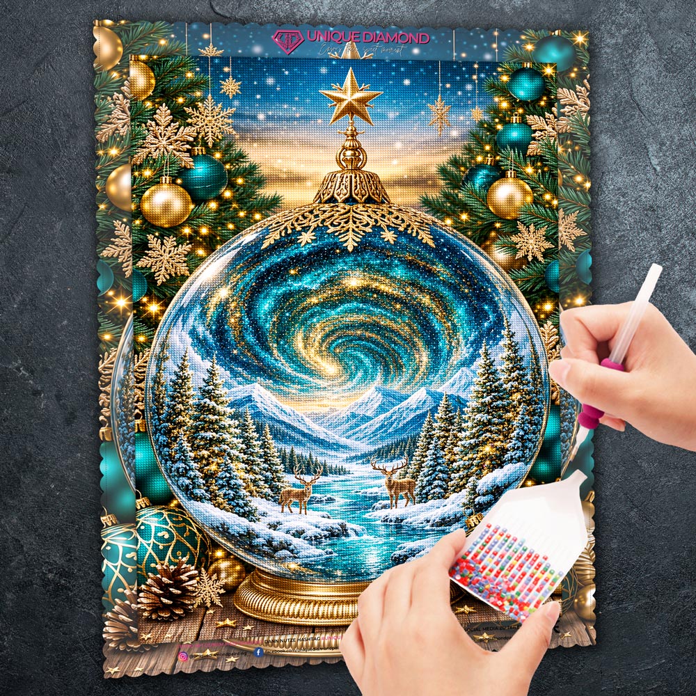 5D Diamond Painting – Winterkosmos im Weihnachtszauber
