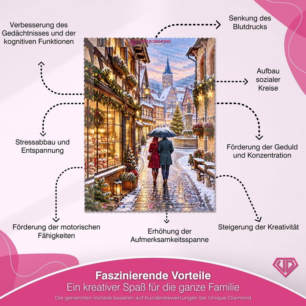 5D Diamond Painting – Winterliebe im Weihnachtsstädtchen