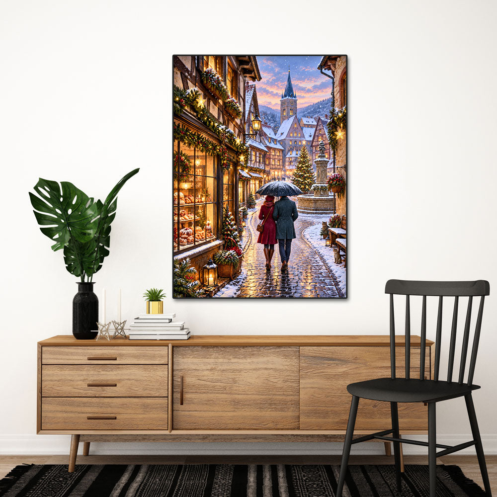 5D Diamond Painting – Winterliebe im Weihnachtsstädtchen