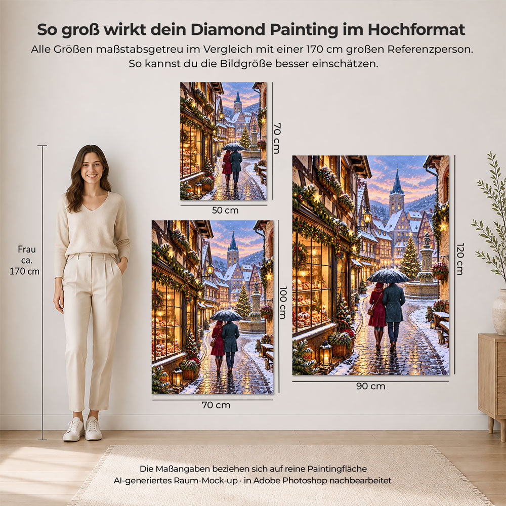 5D Diamond Painting – Winterliebe im Weihnachtsstädtchen